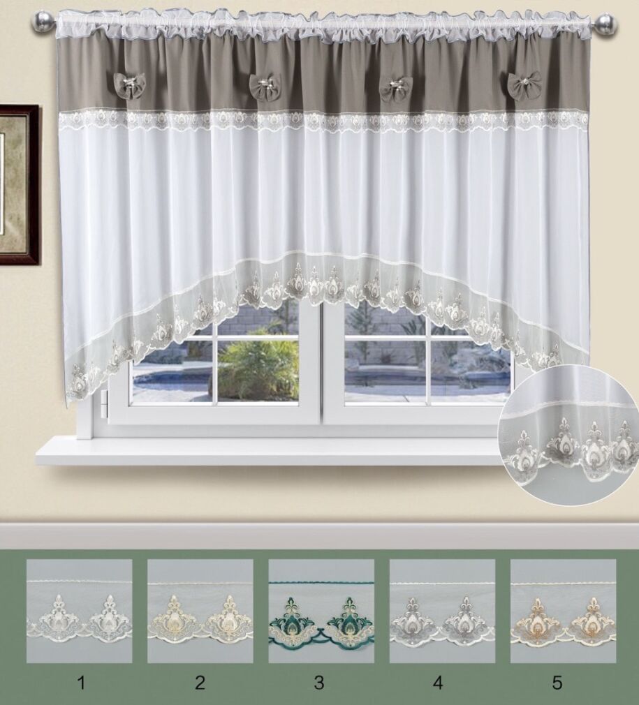 Firanki gotowe gładki i gip pióra   160 x 400 cm