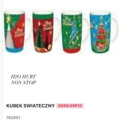 KUBEK ŚWIĄTECZNY     Paczka:   12 szt. mix kolor