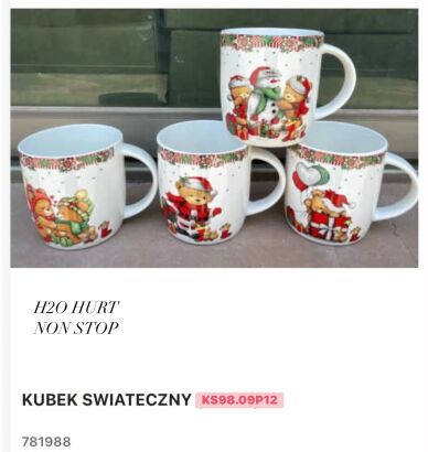 KUBEK ŚWIĄTECZNY     Paczka:   12 szt. mix kolor