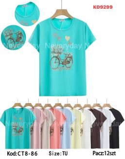 Bluzka bawełniana     Paczka: 12szt,     mix kolor, mix size - 37