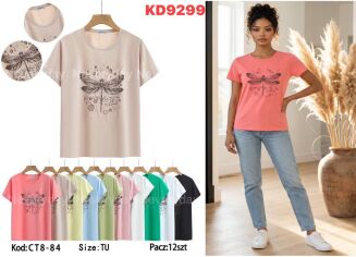 Bluzka bawełniana     Paczka: 12szt,     mix kolor, mix size - 9