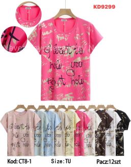 Bluzka bawełniana     Paczka: 12szt,     mix kolor, mix size - 46