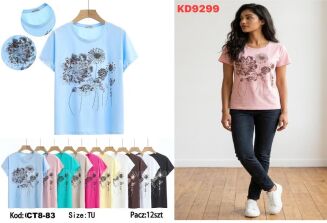 Bluzka bawełniana     Paczka: 12szt,     mix kolor, mix size - 11