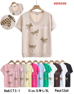 Bluzka bawełniana     Paczka: 12szt,     mix kolor, mix size - 34