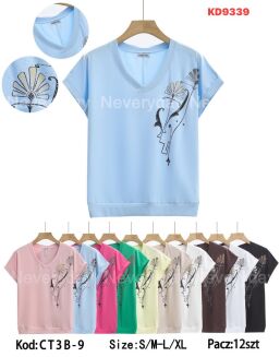 Bluzka bawełniana     Paczka: 12szt,     mix kolor, mix size - 33