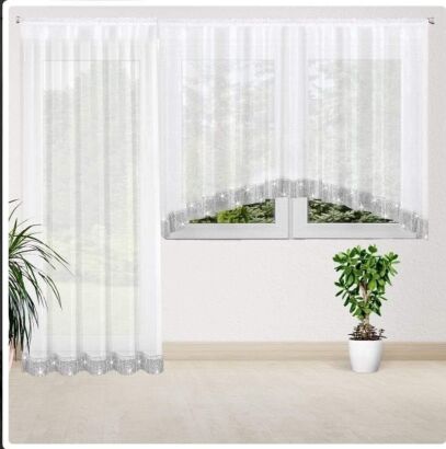 Firanki gotowe  Komplet balkonowy Rozmiar: Krótka: 160x400cm Długa:   250x145cm