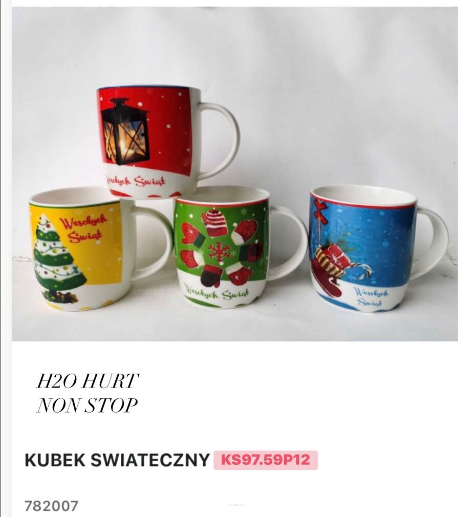 KUBEK ŚWIĄTECZNY     Paczka:   12 szt. mix kolor