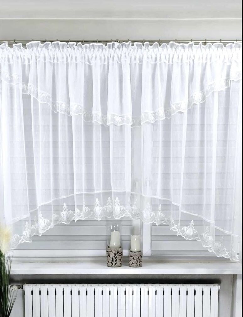 Firanki gotowe gładki i gip pióra   150 x 400 cm