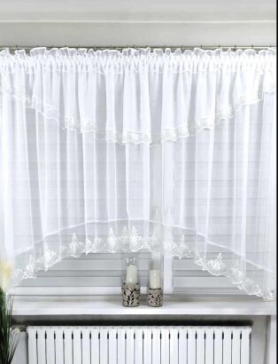 Firanki gotowe gładki i gip pióra   150 x 400 cm