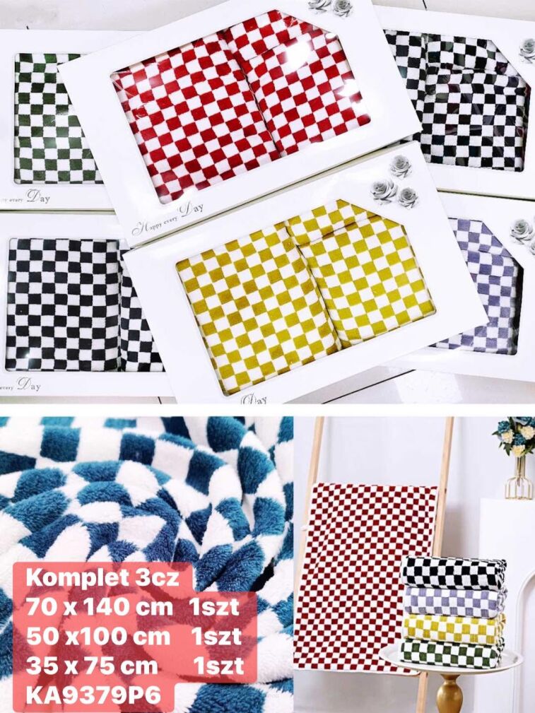 RĘCZNIKI mikrofibra  Komplet 3cz .  paczka: 6 szt mix kolor