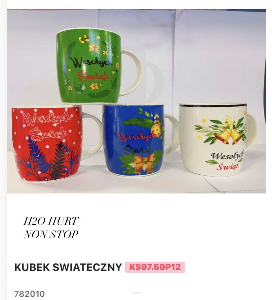 KUBEK ŚWIĄTECZNY     Paczka:   12 szt. mix kolor